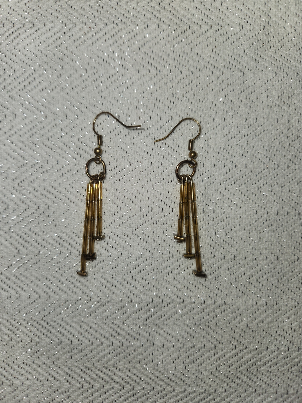 Gold Tube Fringe Drop Earrings for Women